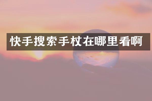 快手搜索手杖在哪里看啊