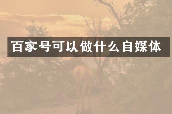 百家号可以做什么自媒体
