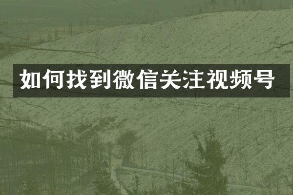 如何找到微信关注视频号