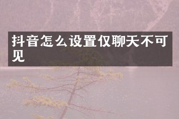 抖音怎么设置仅聊天不可见