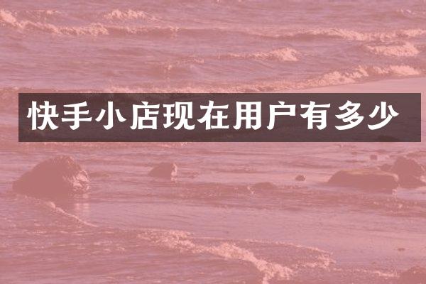 快手小店现在用户有多少