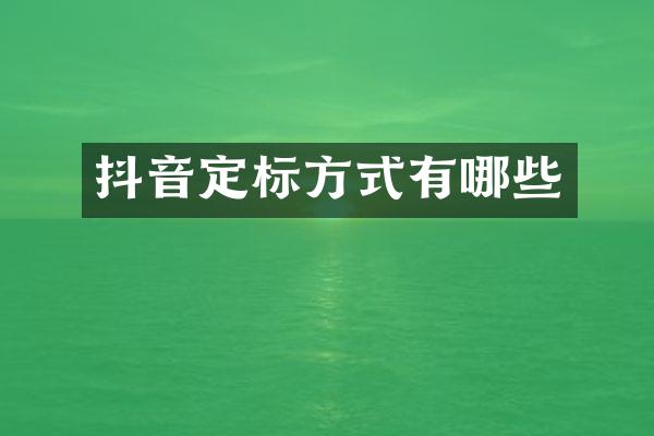 抖音定标方式有哪些