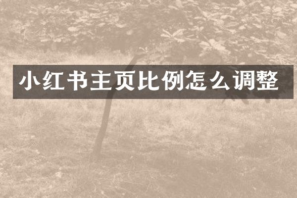 小红书主页比例怎么调整