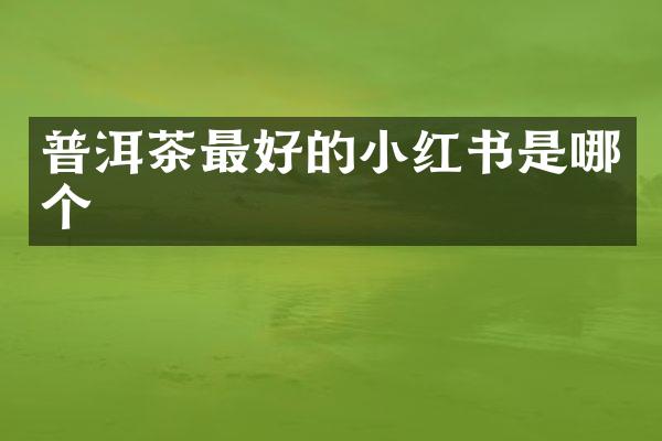 普洱茶最好的小红书是哪个
