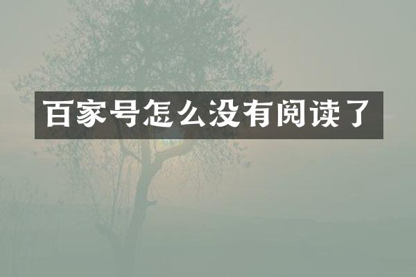 百家号怎么没有阅读了