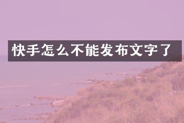 快手怎么不能发布文字了