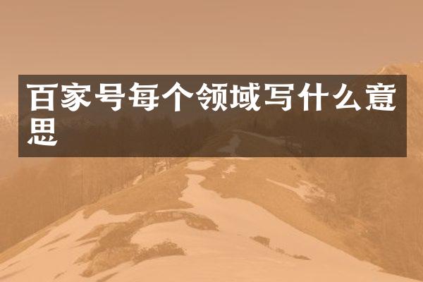 百家号每个领域写什么意思