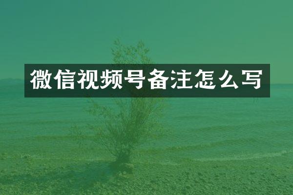 微信视频号备注怎么写
