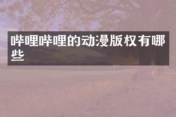哔哩哔哩的动漫版权有哪些
