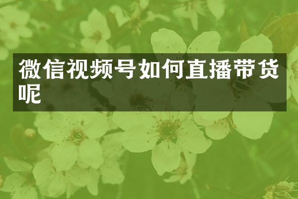 微信视频号如何直播带货呢