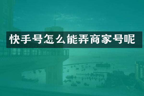 快手号怎么能弄商家号呢