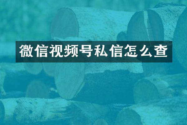 微信视频号私信怎么查