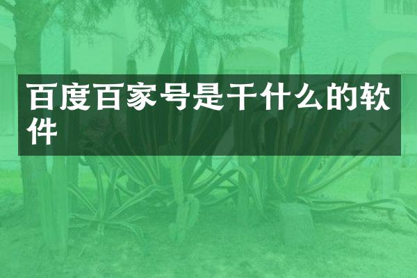 百度百家号是干什么的软件