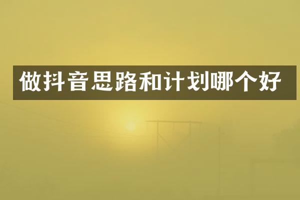 做抖音思路和计划哪个好