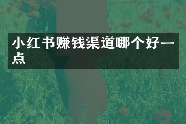 小红书赚钱渠道哪个好一点