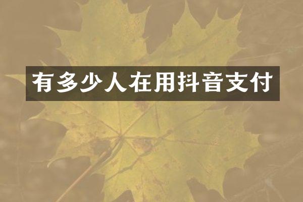 有多少人在用抖音支付
