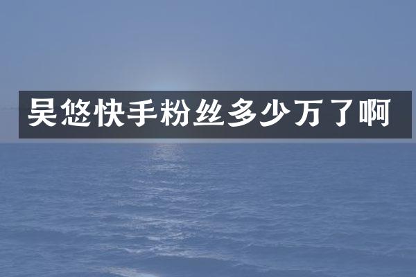 吴悠快手粉丝多少万了啊
