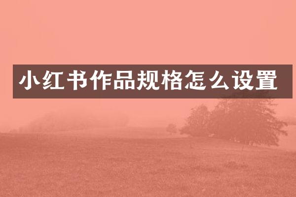 小红书作品规格怎么设置