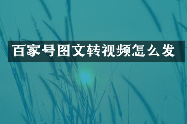 百家号图文转视频怎么发