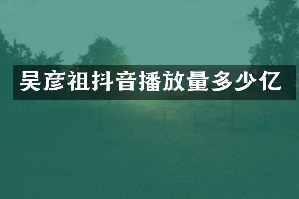 吴彦祖抖音播放量多少亿