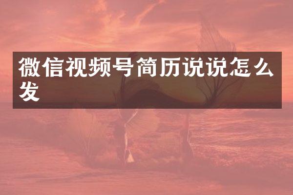 微信视频号简历说说怎么发
