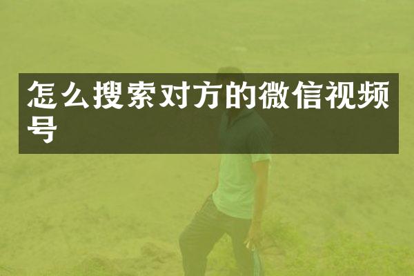 怎么搜索对方的微信视频号