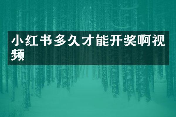 小红书多久才能开奖啊视频