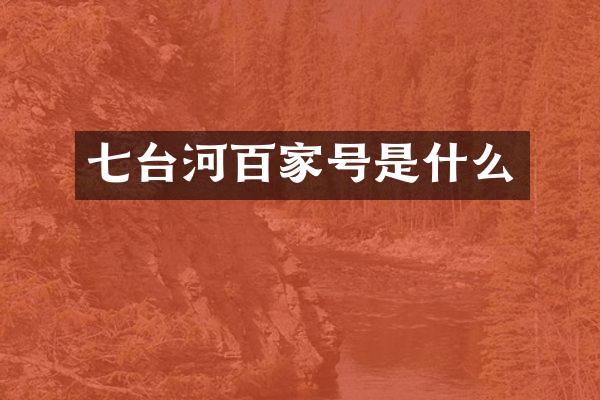 七台河百家号是什么