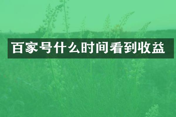 百家号什么时间看到收益