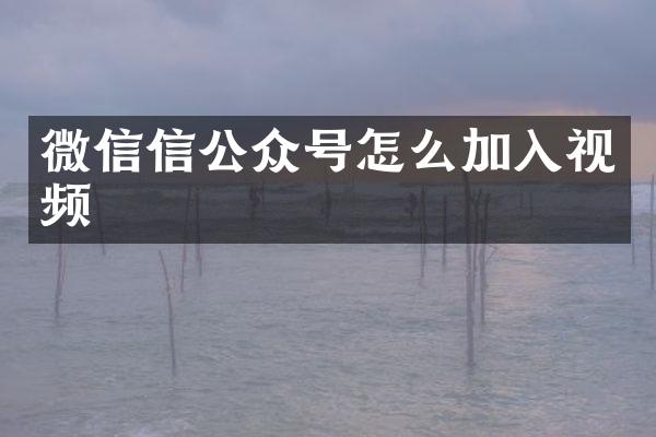 微信信公众号怎么加入视频