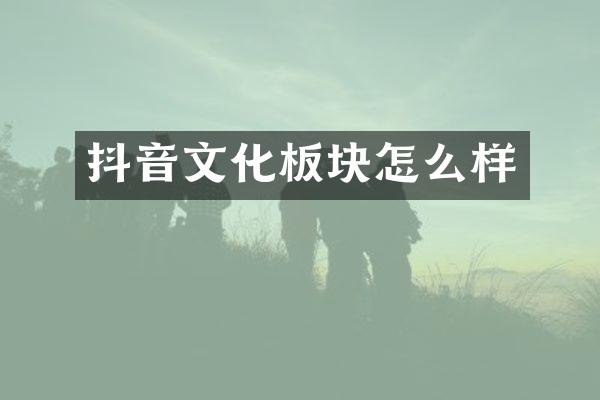 抖音文化板块怎么样