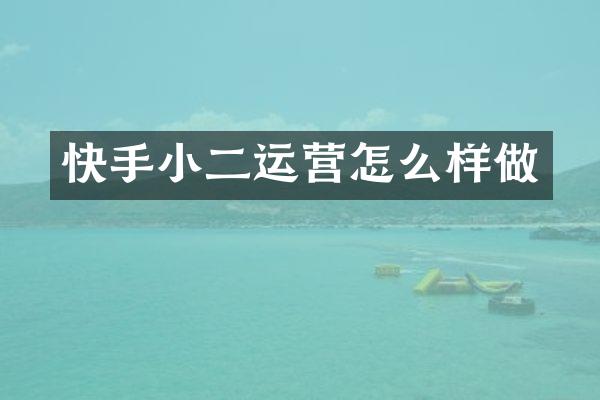 快手小二运营怎么样做