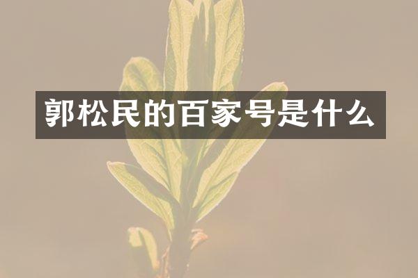 郭松民的百家号是什么