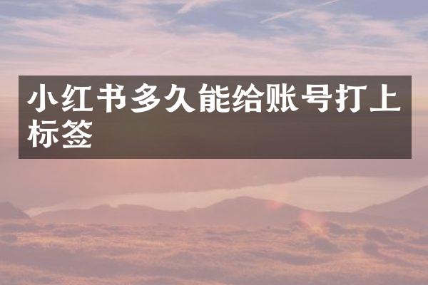 小红书多久能给账号打上标签