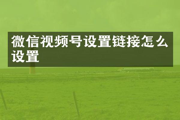 微信视频号设置链接怎么设置