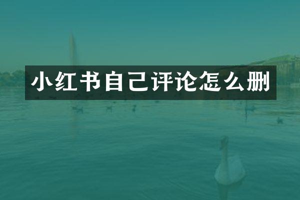 小红书自己评论怎么删