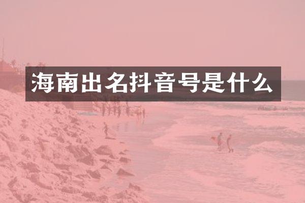 海南出名抖音号是什么