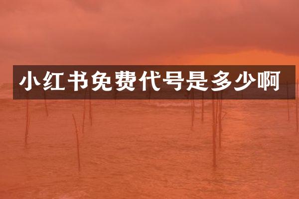 小红书免费代号是多少啊