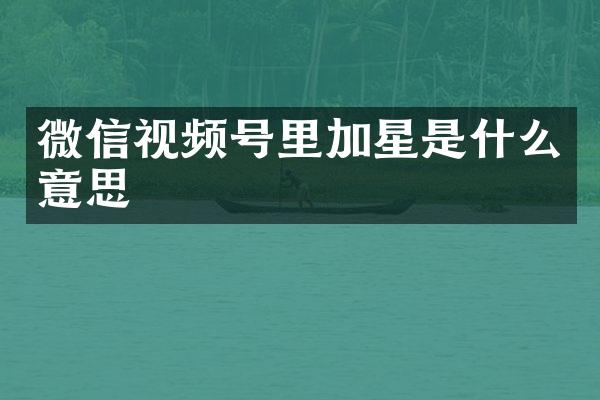 微信视频号里加星是什么意思