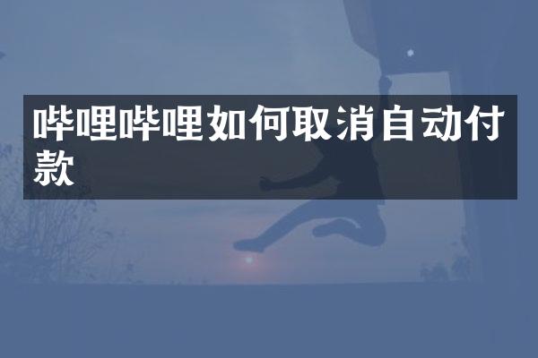 哔哩哔哩如何取消自动付款
