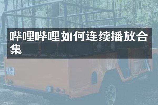 哔哩哔哩如何连续播放