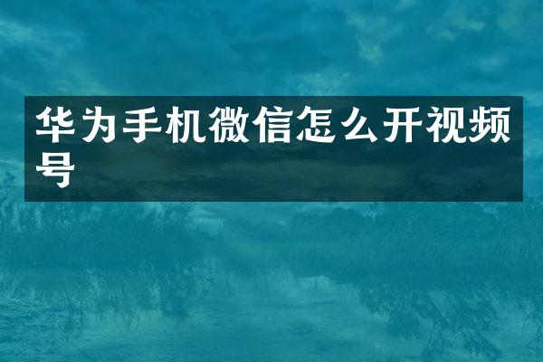 华为手机微信怎么开视频号