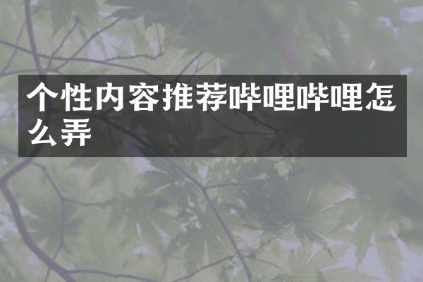 个性内容推荐哔哩哔哩怎么弄
