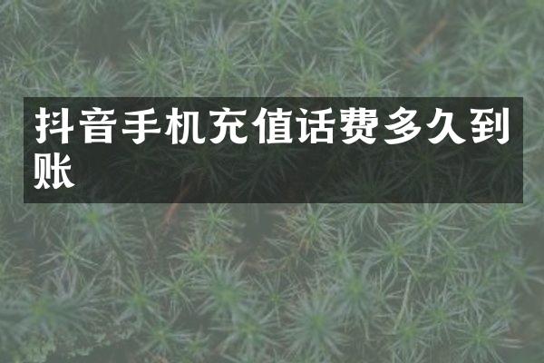 抖音手机充值话费多久到账