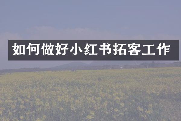 如何做好小红书拓客工作