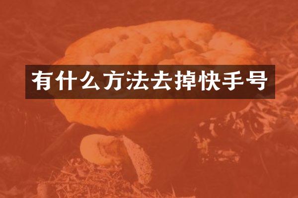 有什么方法去掉快手号