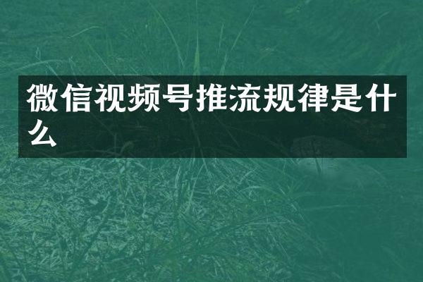 微信视频号推流规律是什么