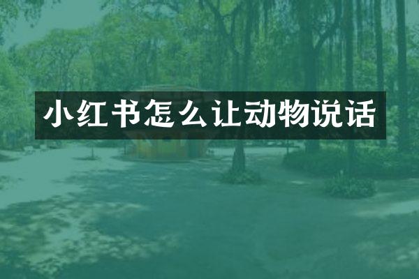 小红书怎么让动物说话