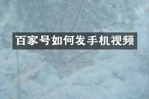 百家号如何发手机视频