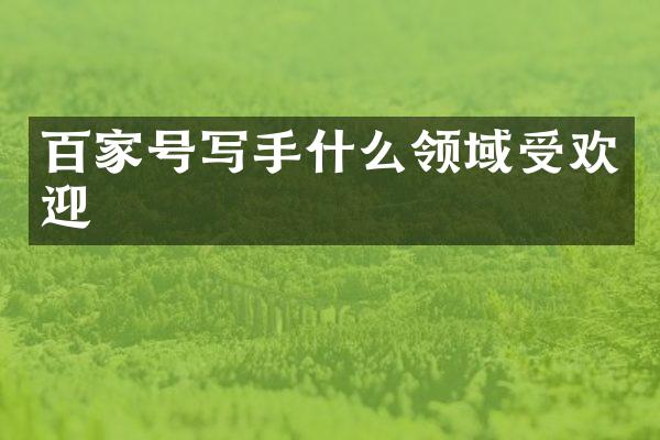 百家号写手什么领域受欢迎
